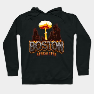 Boston Apocalypse: Explosive Flaming Cityscape Illustration for T-shirts, Backpacks, Caps, and More Hoodie